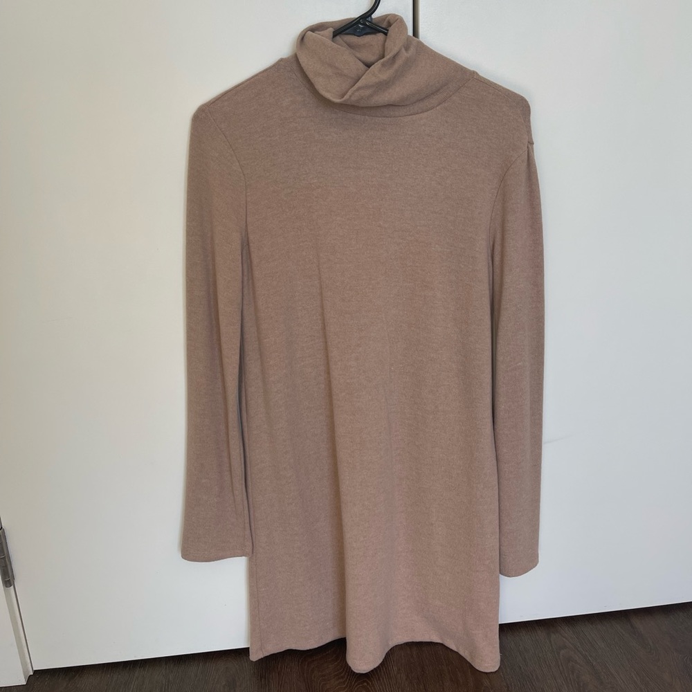 Zara Cream/Brown Turtleneck Dress